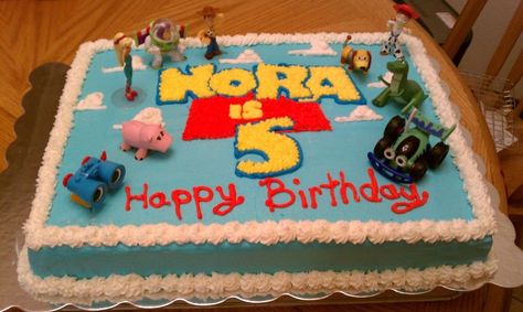 Toy Story Cakes Ideas, Toy Story Birthday Sheet Cake, Toy Story Sheet Cake Ideas, Toy Story Sheet Cake, Full Sheet Cake, Toy Story Birthday Cake, Toy Story Party Decorations, 6th Birthday Cakes, 5th Birthday Cake