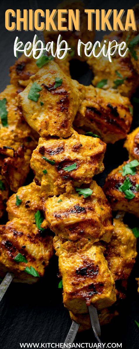 Smoked Chicken Skewers, Chicken Tikka Marinade, Tandoori Chicken Marinade, Chicken Tikka Kebab, Poulet Tikka Masala, Kitchen Sanctuary, Yogurt Marinade, Chicken Kebab Recipe, Chicken Skewer Recipe