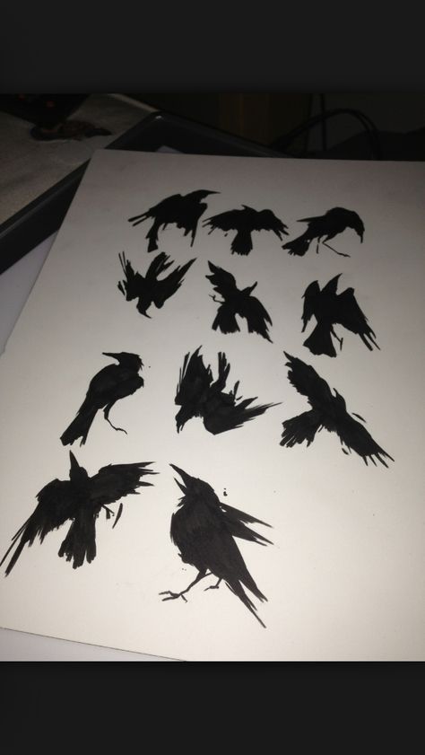 Cute Crow Tattoo, Cool Crow Tattoos, Evil Crow Tattoo, Crow Silouhette Tattoo, Large Crow Tattoo, Rabe Tattoo, Raven And Wolf, 16 Tattoo, Black Bird Tattoo