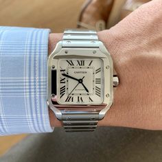 Cartier Santos Watch, Cartier Watches Mens, British Style Men, Trendy Watches, Gents Fashion, Cartier Santos, Expensive Watches, Cartier Watch, Fine Watches