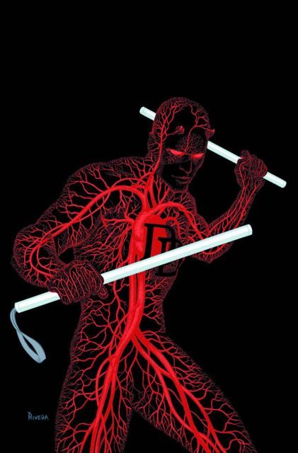 Shows the veins and arteries flowing blood through the body. The Man Without Fear, Paolo Rivera, Daredevil Elektra, Daredevil Art, Dare Devil, Marvel Knights, Best Comic Books, Marvel Daredevil, Hells Kitchen