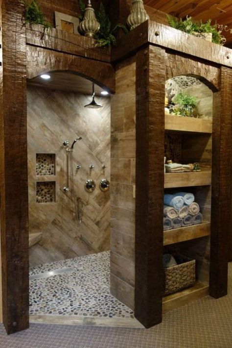 Diy Remodeling, Rustic Bathroom Designs, Wet Room, Rustic Bathrooms, Master Bed, Dream Bathrooms, Rustic Bathroom, Traditional Bathroom, Shower Design