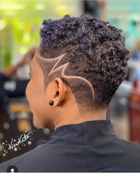 Black Women Bold Haircut, Ladies Fade Haircut Black Women, Taper Fade Haircut Women Short Hair, Shaving Styles For Ladies Black, Short Natural Curly Haircuts, Haircut Designs For Women Black, Female Haircut Designs, Ladies Haircut Styles, Shaved Hairstyles For Black Women