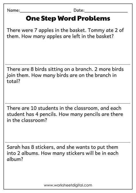 One Step Word Problems All Operations PDF, Word Problems Worksheet for 1st Grade, 2nd Grade, Math Worksheet, Solve Word Problems, Printable Worksheet For 1st Grade, Problem Solving Worksheet, Multiplication Word Problems, Addition Words, Cvc Words Kindergarten, Addition Word Problems, Subtraction Word Problems, Math Problem Solving, Solving Word Problems