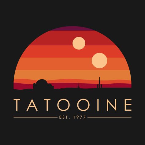 Star Wars Sunset Wallpaper, Star Wars Logo Aesthetic, Star Wars Art Simple, Star Wars T Shirt Ideas, Star Wars Graphics, Star Wars Background Wallpapers, Tattooine Star Wars Tattoo, Star Wars Graphic Design, Star Wars Tattooine