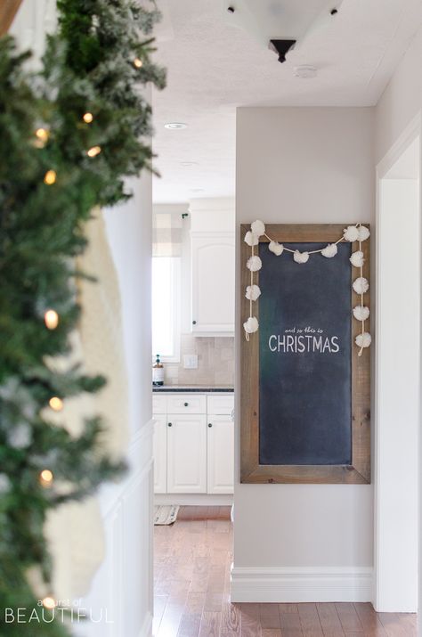 Farmhouse Chalkboard, Trendy Farmhouse Kitchen, Trendy Farmhouse, Kitchen Decor Signs, Decor Signs, Chalkboard Sign, Home Tours, Merry Little Christmas, Décor Diy