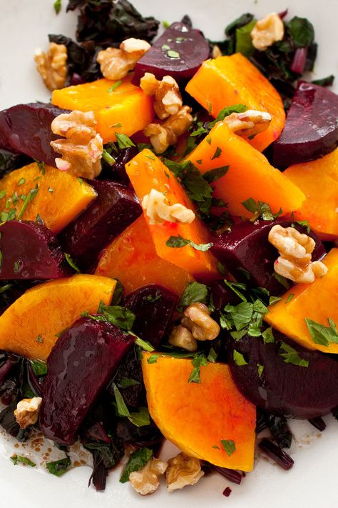 Roasted Beets And Butternut Squash, Beet And Butternut Squash Recipes, Winter Squash Salad, Squash Photo, Nytimes Cooking, Orange Vegetables, Salad With Walnuts, Roasted Kabocha Squash, Walnuts Recipe