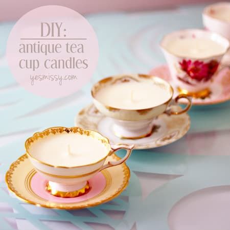 Make your own homemade DIY teacup candles. A simple and easy project to do, and they make great gifts. All you need are some vintage teacups, soy wax flakes Tea Cup Candles Diy, Candle Making Tutorial, Candle Tutorial, Teacup Crafts, Making Candles Diy, Sharpie Crafts, Candles Diy, Teacup Candles, Tea Cup Gifts