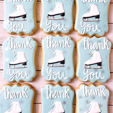 Ice Skating Cookies, Ice Skating Birthday Party Ideas, Ice Skating Birthday Party, Skate Cookies Decorated, Ice Skating Party Cupcakes, Ice Skate Cookies Decorated, Figure Skating Birthday Cake, Ice Skate Party Favors, Ice Skating Party