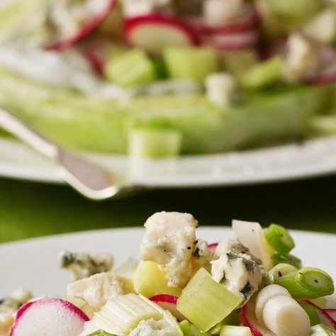 Ina Garten Wedge Salad, Iceberg Salad, New York Strip Steak, New York Strip, Blue Cheese Salad, Wedge Salad, Blue Cheese Dressing, American Dishes, Cheese Salad