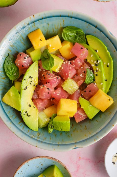 The Best Homemade Poke Bowl Recipe Homemade Poke Bowl, Homemade Poke, Poke Bowl Recipe, Chicken Of The Sea, Shrimp Spring Rolls, Small Cucumber, Asian Inspiration, Different Vegetables, Toasted Sesame Seeds