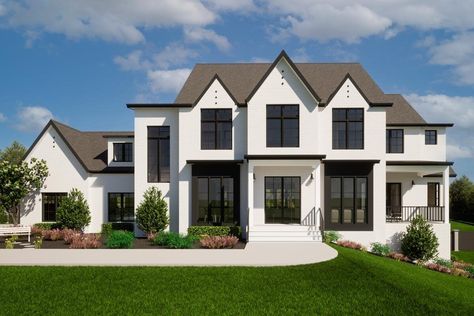 Modern Dual-Story 5-Bedroom Tudor-style House With Optionally Finished Basement (Floor Plan) Transitional House Plans, Basement Floor Plans, Basement Floor, Tudor Style Homes, Tudor House, Tudor Style, Transitional House, Finished Basement, The Breakfast