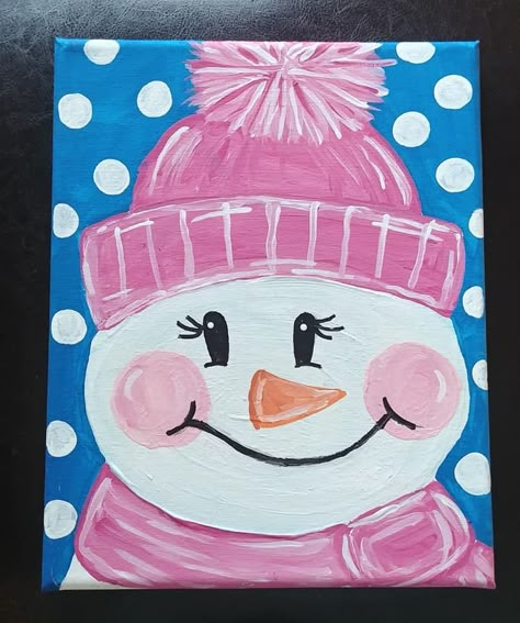 How To Paint A Reindeer, Cute Things To Paint Christmas, Snowflake Painting Ideas, Snowman Canvas Paintings Easy, Snowman Canvas Paintings For Kids, Easy Holiday Canvas Painting, Cute Paintings Christmas, Winter Canvas Painting Ideas Easy Kids, Christmas Easy Painting Ideas