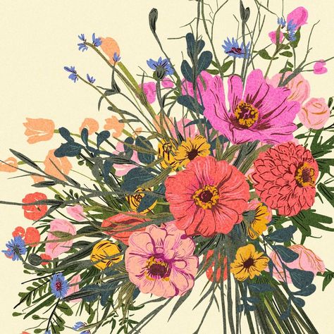 Sally Murphy Design | Summer bouquets are here! #theydrawandgarden #doodleadayjuly #artlicensing #bouquet #floralillustration #sketchbookdrawing #repeatpattern… | Instagram Sally Murphy Design, Flower Bouquet Illustration, Flower Bouquet Drawing, Bouquet Illustration, 2024 Inspiration, Flower Farmer, Work Art, Summer Bouquet, Wildflower Bouquet