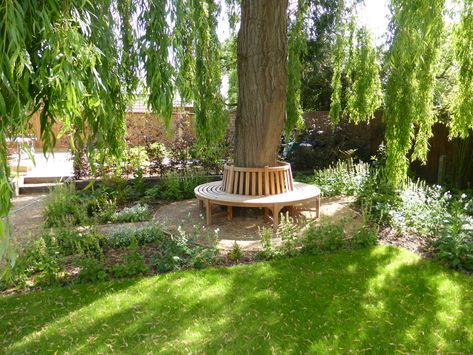 Circular Tree Bench, Cambridgeshire Bench Around Tree, Circular Bench, Bench Around Trees, Tree Bench, Structured Water, Water Feature, Landscape Projects, Water Features, Focal Point