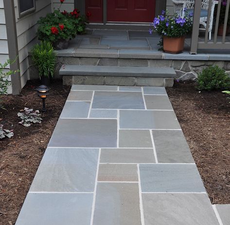 Pavers For Patio, Bluestone Walkway, Patio Paving, Bluestone Pavers, Walkway Landscaping, Patio Pavers Design, Pathway Landscaping, Bluestone Patio, Small Backyard Landscaping Ideas