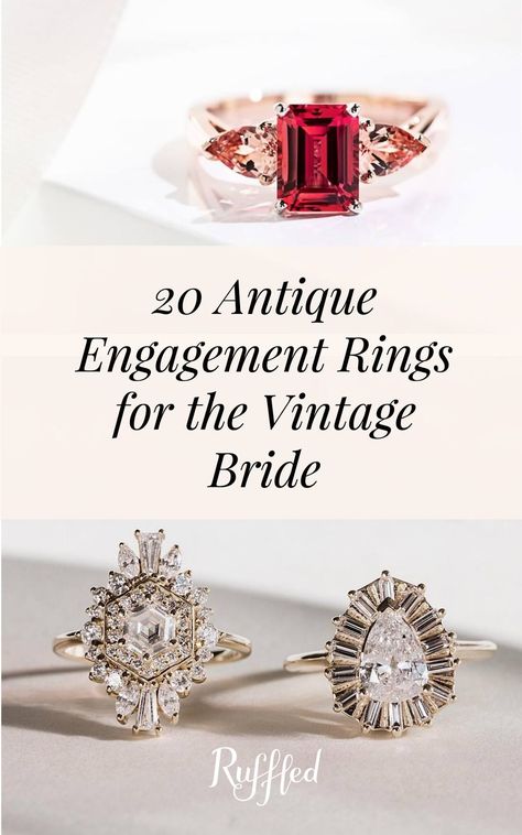 If you're huge fans of Downton Abbey like us, then you might have an inkling for antique engagement rings and its intricate designs and shapes! These vintage beauties from different eras and styles are just some of our favorites. Ready to dive in? Halo Round Engagement Ring, Stylish Engagement Rings, Mens Ring Designs, Infinity Engagement Ring, Popular Engagement Rings, Antique Engagement Rings Vintage, Diamond Wedding Jewelry, Antique Engagement Ring, Top 10 Engagement Rings