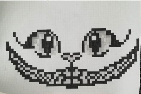 Pixel art of the Cheshire cat from Alice in wonderland Alice In Wonderland Hama Beads, Cheshire Cat Pixel Art, Alice In Wonderland Pixel Art, Alice In Wonderland Cross Stitch, Cat From Alice In Wonderland, Crochet Graphs, Pixel Art Pokemon, The Cheshire Cat, Art Bracelet