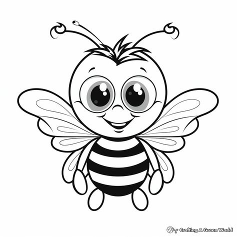 Bee Coloring, Painted Mailboxes, Bee Coloring Pages, Bee Pictures, Kindergarten Coloring Pages, Butterfly Plants, Bumble Bees, Cartoon Painting, Diy Birthday Party