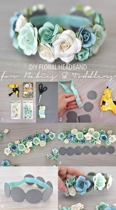 Infant Headbands Diy Tutorials, Flower Headband Diy, طفلة حديثة الولادة, Headband Diy, Floral Diy, Diy Baby Headbands, Buat Pita, Headband Tutorial, Fleurs Diy