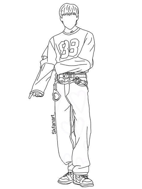 Skz Coloring Pages, Hyunjin Line Art, Stray Kids Coloring Page, Kpop Coloring Pages, Kpop Line Art Drawing, Kid Coloring Page, Kids Coloring Pages, Wall Drawing, Adult Coloring Book Pages