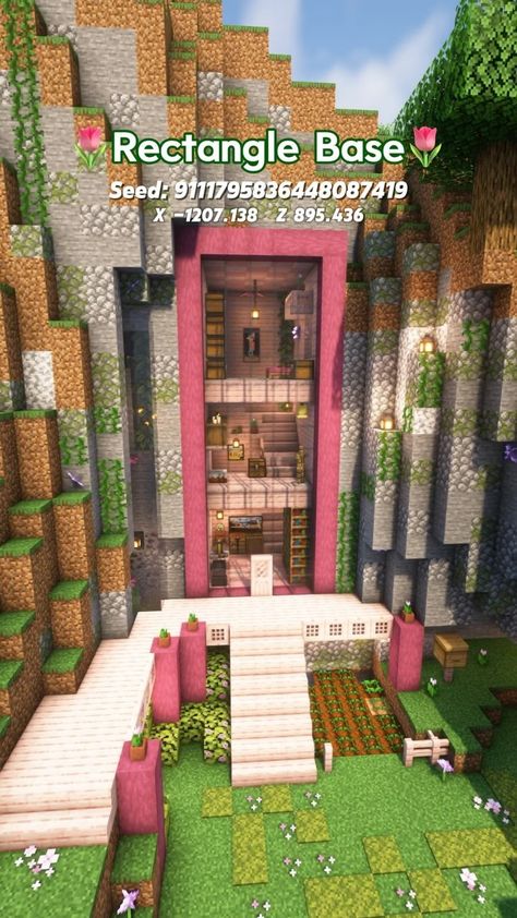 Minecraft Simple Interior, Cherry Blossom House Interior Minecraft, Cherry Blossom Fence Minecraft, Cherry Farm Minecraft, Cherry Wood Builds Minecraft, Minecraft Girly Ideas, Cherry Blossom Interior Minecraft, Minecraft Pink Interior, Hanging House Minecraft