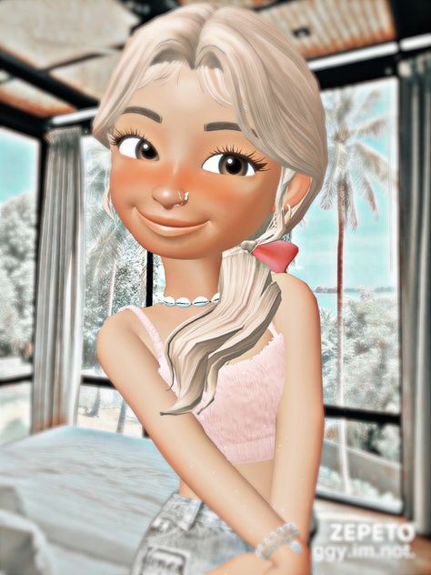 Zepeto Pfp Aesthetic, Rosé Brown Aesthetic, Zepeto Avatar Ideas, Aesthetic Zepeto Character, Cute Home Screen Wallpaper, Cute Home Screens, Imvu Outfits Ideas Cute, Preppy Girls, Beach Background