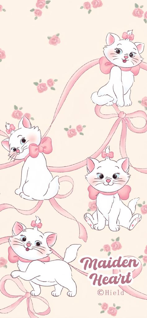 Marie Cat Aesthetic Wallpaper, Disney Marie Wallpaper, Marie Wallpaper Disney, Marie Aristocats Wallpaper, Marie Cat Wallpapers, Marie Wallpaper, Happy Birthday Disney, Wallpaper Gatos, Astro Cat