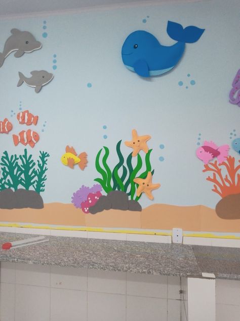 Sea Classroom Decorations, Ocean Themed Classroom Ideas, Under The Sea Crafts, Under The Sea Decorations, Ocean Theme Classroom, Nursery Activities, Sea Decor, Sea Crafts, Ocean Crafts