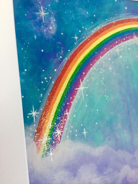 Rainbow Colours Painting, Rainbow Painting For Kids Room, Rainbow Art Aesthetic, Rainbow Painting For Kids, Rainbow Flower Painting, Rainbow Painting Ideas, Rainbow Art Painting, Rainbow Acrylic Painting, Rainbow Paintings