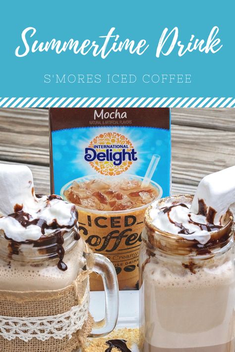 Looking for a cold and delicious summertime drink? My S'mores Iced Coffee recipe used International Delight Iced Coffee and some treats. #ad #FoundMyDelight @walmart S’mores Coffee Recipe, International Delight Mocha Iced Coffee Recipe, Delight Iced Coffee Recipe, S’mores Iced Coffee, International Delight Iced Coffee Recipe, Coffee Jello, Blended Coffee Recipes, International Delight Iced Coffee, Mocha Drink