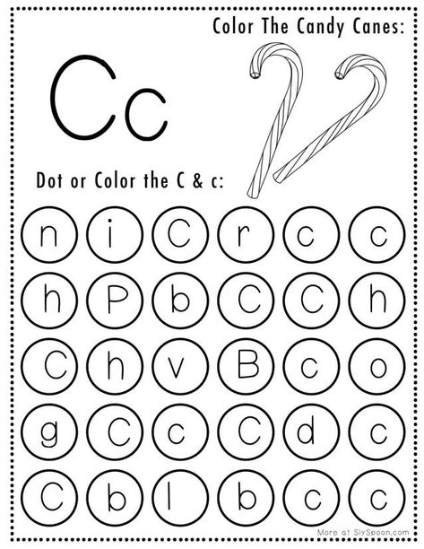 Free Printable Christmas Do a Dot Worksheets - C is for Candy Canes - Looking for fun and educational Christmas activities? Download these free printable alphabet letter C tracing worksheets! Perfect for homeschooling and pre-k classrooms.  Enhance fine motor skills and letter recognition in a festive way. Get your free worksheets today! #ChristmasActivities #FreePrintables #AlphabetTracing #Homeschooling #PreKEducation #PreschoolTeachers #Christmasworksheets  #letterC Candy Cane Math Activities, C Is For Candy Cane, C Is For Christmas, Candy Cane Activities For Kids, Letter Recognition Activities Preschool Free Printables, Candy Cane Activities For Preschool, Letter C Activities For Preschool, December Worksheets, Christmas Tracing