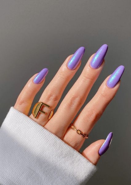 Lilac Chrome Nails, Purple Chrome Nails, Lilac Aesthetic, Purple Glitter Nails, Purple Nail Art, Purple Acrylic Nails, Nails Classy, 2024 Nails, Purple Nail