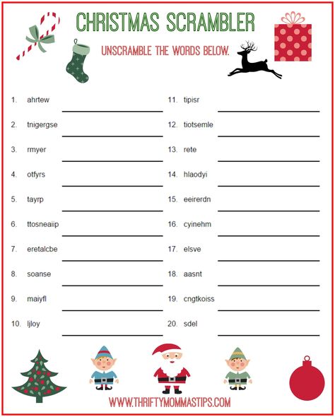 Christmas Scrambler Free Printable Puzzle for kids Christmas Puzzles For Kids, Christmas Crossword Puzzles, Xmas Activities, Christmas Puzzles, Christmas Games For Adults, Free Printable Puzzles, Xmas Games, Christmas Word Search, Fun Christmas Party Games