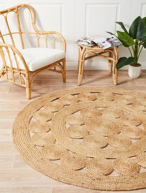 Featured is a masterful blend of simple yet captivating design that does not stray from the winning formula of past success.

Leather, jute and cotton combine to create a rug that people will take notice of and become a topic of conversation due to the unique stylings inspired by the latest in bohemian design. Jute Round Rug, Meditation Mat, Jute Wool Rug, Natural Jute Rug, Artisan Rugs, Hemp Rugs, A Rug, Natural Fiber Rugs, Area Carpet