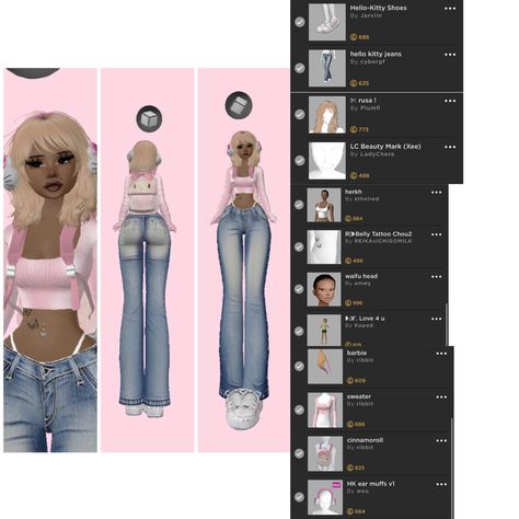 Imvu Avi Ideas Black, Imvu Y2k Outfits Ideas, Imvu Body Tutorial, Imvu Avi Ideas Y2k, Y2k Imvu Outfits, Imvu Body Ideas, Imvu Clothes Ideas, Imvu Y2k Outfits, Fit Imvu