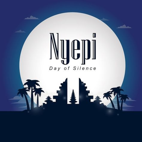 Greetings for nyepi day of silence with ... | Premium Vector #Freepik #vector #bali-temple #pura #bali #bali-indonesia Nyepi Day, Bali Temple, Day Of Silence, White Moon, Idul Fitri, Psd Icon, Beige Background, Vector Photo, Shades Of Blue