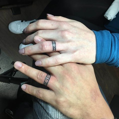 Roman Numeral Wedding Date Tattoo, Celtic Ring Tattoo, Marriage Ring Tattoos, Wedding Date Tattoo, Wedding Ring Tattoo Ideas, Ring Tattoo Ideas, Wedding Ring Finger Tattoos, Wedding Date Tattoos, Ring Tattoo Designs