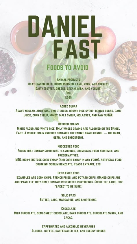 Foods to Avoid Daniel Diet Recipes, Daniel Fast Snacks, Daniel Fast Food List, 21 Day Daniel Fast, Daniel Fast Diet, Shred Diet, Daniel Fast Meal Plan, Daniel Diet, The Daniel Plan