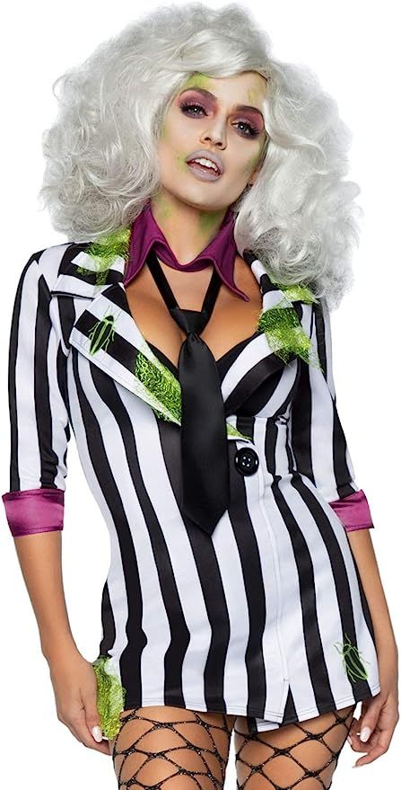 Beetlejuice Costume, Halloween City, Halloween Costumes For Work, Diy Costumes Women, Plus Size Halloween Costume, Unique Halloween Costumes, Purple Collar, Halloween Face Mask, Plus Size Halloween