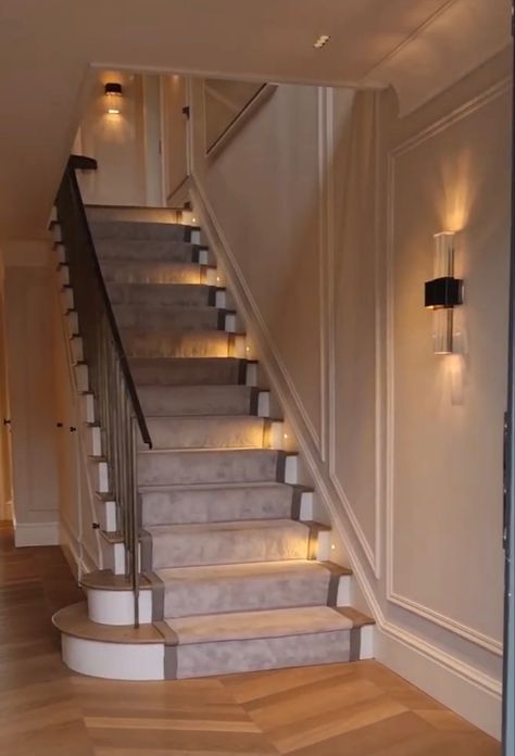 Arlene McIntyre hallway Stairs Wall, Up Stairs, Stair Wall, Wall Panelling, Hallway Ideas, New Builds, Wall Paneling, Hallway, House Interior