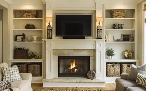 17 Fireplace & TV Wall Ideas For Cozy Living Rooms Fireplace Tv Wall Ideas, Fireplace Wall Ideas, Tv Wall Ideas, Fireplace Tv Wall, Fireplace Wall, Wall Ideas, Cozy Living Rooms, Tv Wall, Cozy Living