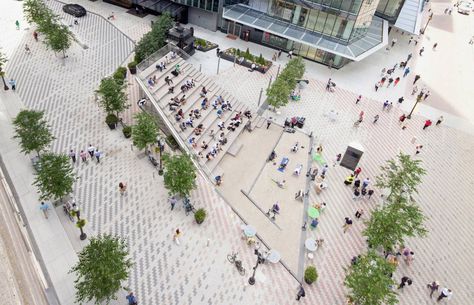 Downtown Crossing Plaza | Höweler + Yoon Urban Plaza, Landscape Plaza, Plaza Design, Paving Pattern, Raised Planter Boxes, Urban Design Concept, Paving Design, Public Space Design, Public Square