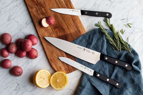 Henckels vs. Wüsthof Knives: How Do They Compare? Best Kitchen Knives, Knife Storage, Steak Knife Set, Santoku Knife, Kitchen Scissors, Steak Knives, Utility Knife, Knife Set, Knife Sets