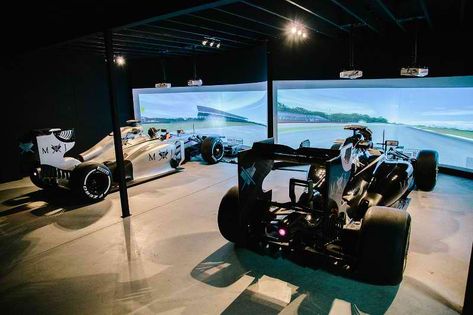 Full Size Formula One Race Car Simulators - $140,000.00 - $155,000.00 (depend on monitor size) each. Get two for your game room & race against each other. Car Simulator Setup, Car Simulator Room, F1 Simulator Room, Racing Simulator Room, F1 Racing Simulator, F1 Simulator, Car Simulator, Airplane Games, Show Cars