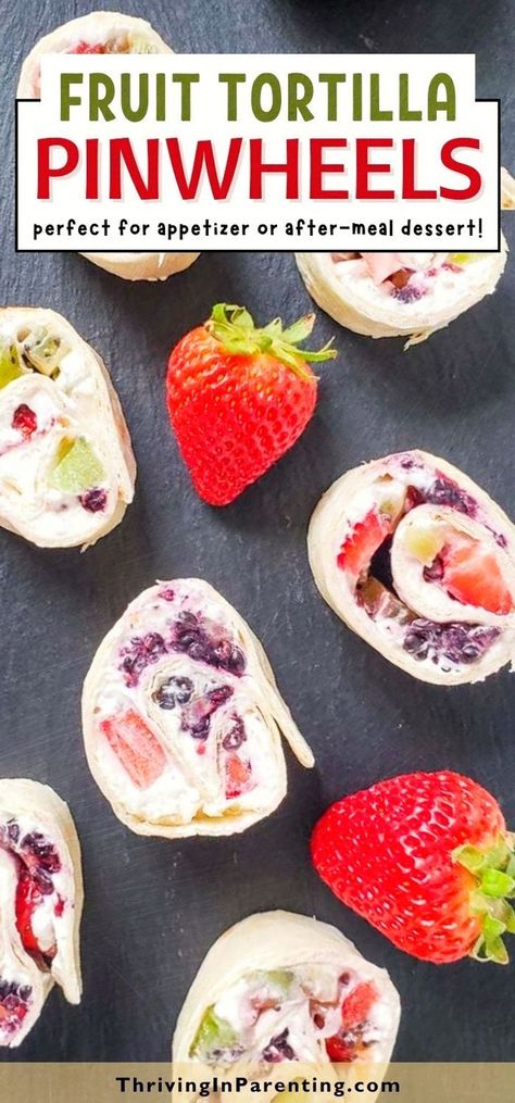 Elevate your kids’ snack with these fruit tortilla desserts! Whether you call them fruit tortilla roll ups, tortilla fruit pizza, or tortilla fruit wraps, they're a new way to enjoy a snack. These aesthetic tortilla fruit wraps are not served as appetizers but also great for school snacks or kids' party food boxes ideas. Simply grab some flour tortillas, your favorite fruits and roll them up! Plus, these fruit tortilla wraps are easy to make ahead, perfect for busy moms looking for easy recipes! Tortilla Desserts, Pinwheels With Cream Cheese, Easy School Snacks, Tortilla Dessert, Fruit Wraps, Tortilla Pinwheels, Snackle Box, Tortilla Rolls, Boxes Ideas