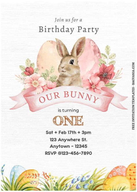 Get (Free Editable PDF) Watercolor Easter Bunny Birthday Invitation Templates #free #freeinvitation2019 #birthday #disney #invitations #invitationtemplates Bunny Invitation Template, Bunny Invitations, Peter Rabbit Birthday, Easter Invitations, Bunny Birthday, Disney Invitations, Birthday Disney, Easter Birthday, Free Invitation Templates