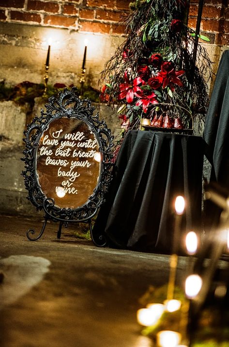 Slide 35 of 51 Gothic Outdoor Wedding, Gothic Outdoor, Romantic Halloween, Whimsigoth Aesthetic, Dark Romantic Wedding, Outdoor Wedding Decor, Wedding Thanks, Dark Wedding, Elegant Gothic