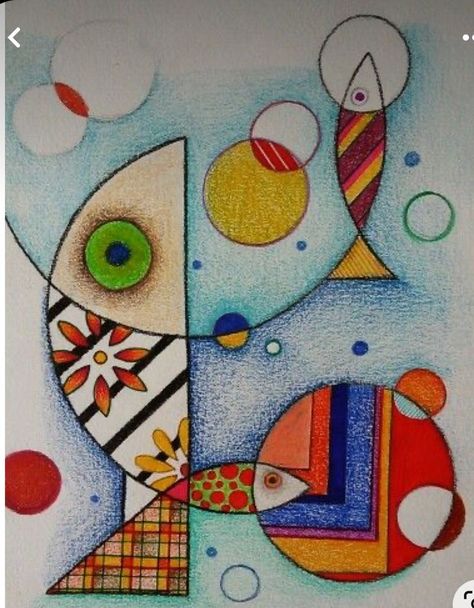 Cubist Art, Abstract Geometric Art, Watercolor Flower Art, Art Drawings For Kids, Folk Art Painting, Fish Art, Art Classroom, Diy Art Painting, Kiosk