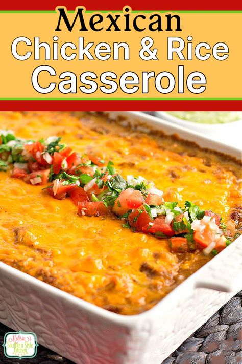 Mexican Salsa Chicken and Rice Casserole Mexican Chicken And Rice Casserole, Salsa Chicken And Rice, Casserole Dish Recipes, Chicken Rice Casserole Recipes, Easy Mexican Casserole, Mexican Chicken And Rice, Mexican Chicken Casserole, Chicken And Rice Casserole, Mexican Chicken Recipes